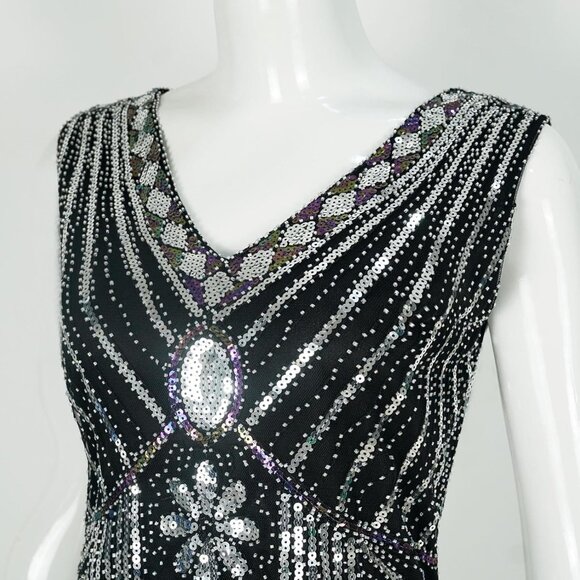 Women's 1920s Flapper Dress Vintage Lace Fringed Gatsby Cocktail Party - Picture 5 of 7